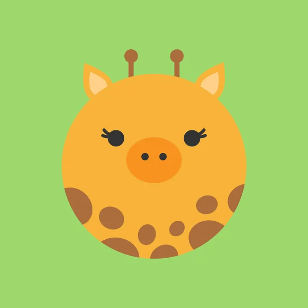 Roztomilá Vektorová Grafická Ikona Giraffe Zvířecí Hlava Ilustrace Izolované Zeleném — Stockový vektor