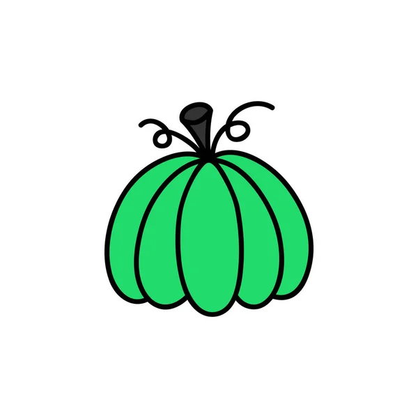 Brillante Mano Verde Dibujado Lindo Vector Calabaza Ilustración Halloween Calabaza — Vector de stock