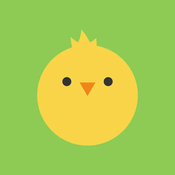 可爱的鸡圆矢量图形图标 黄鸡鸟动物头 脸例证 隔离在绿色背景上 — 图库矢量图片