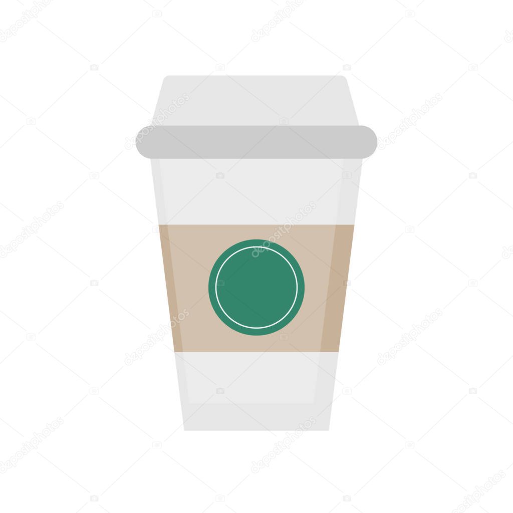 Coffee takeaway cup, vector illustration drawing. Coffee cup to go, isolated graphic icon or print.