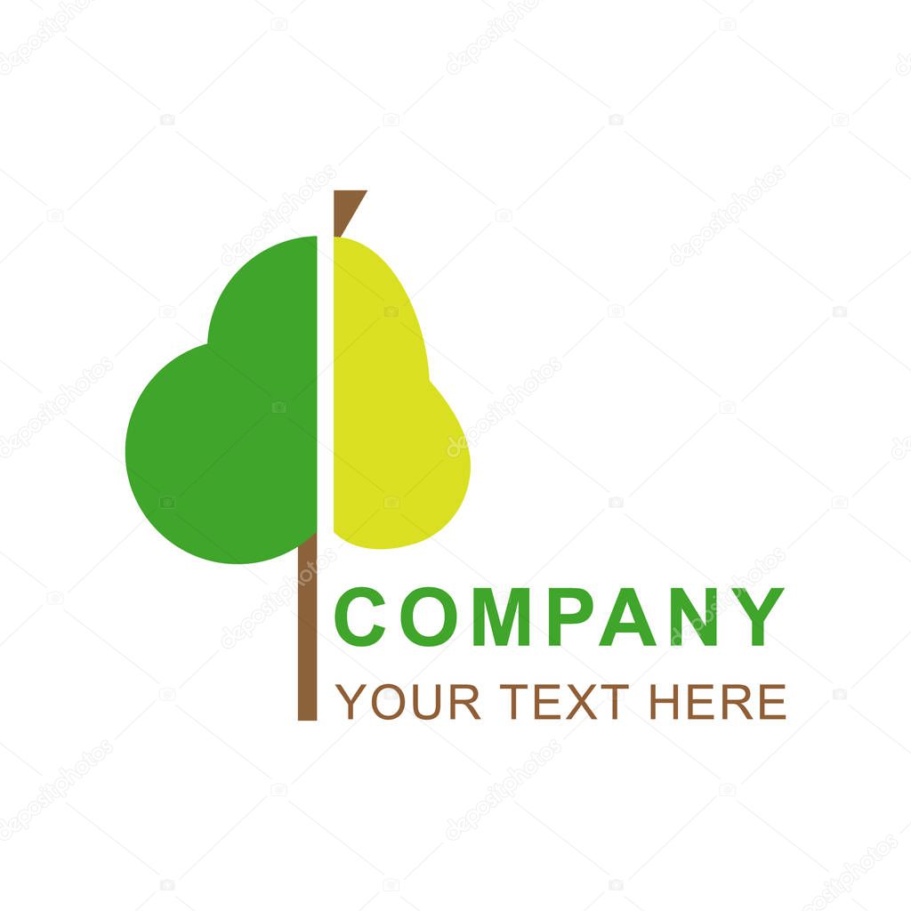 Organic, natural tree with pear vector logo for garden centre, agricultural or environment company,
