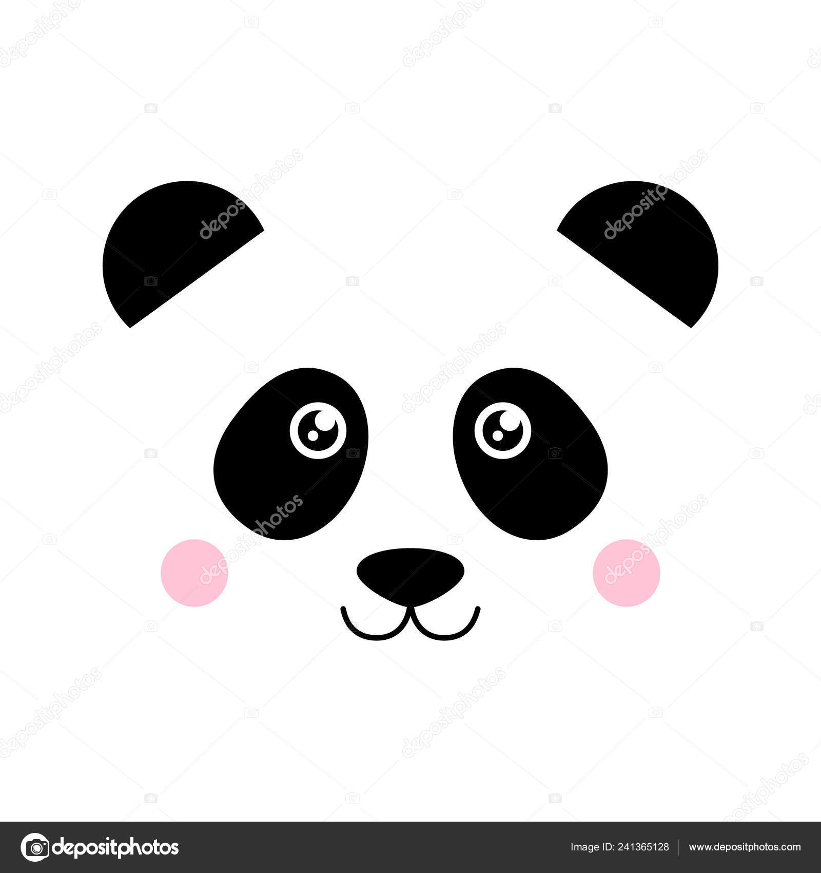 Logotipo do ícone do vetor de desenho de rosto de panda bonito isolado em  branco