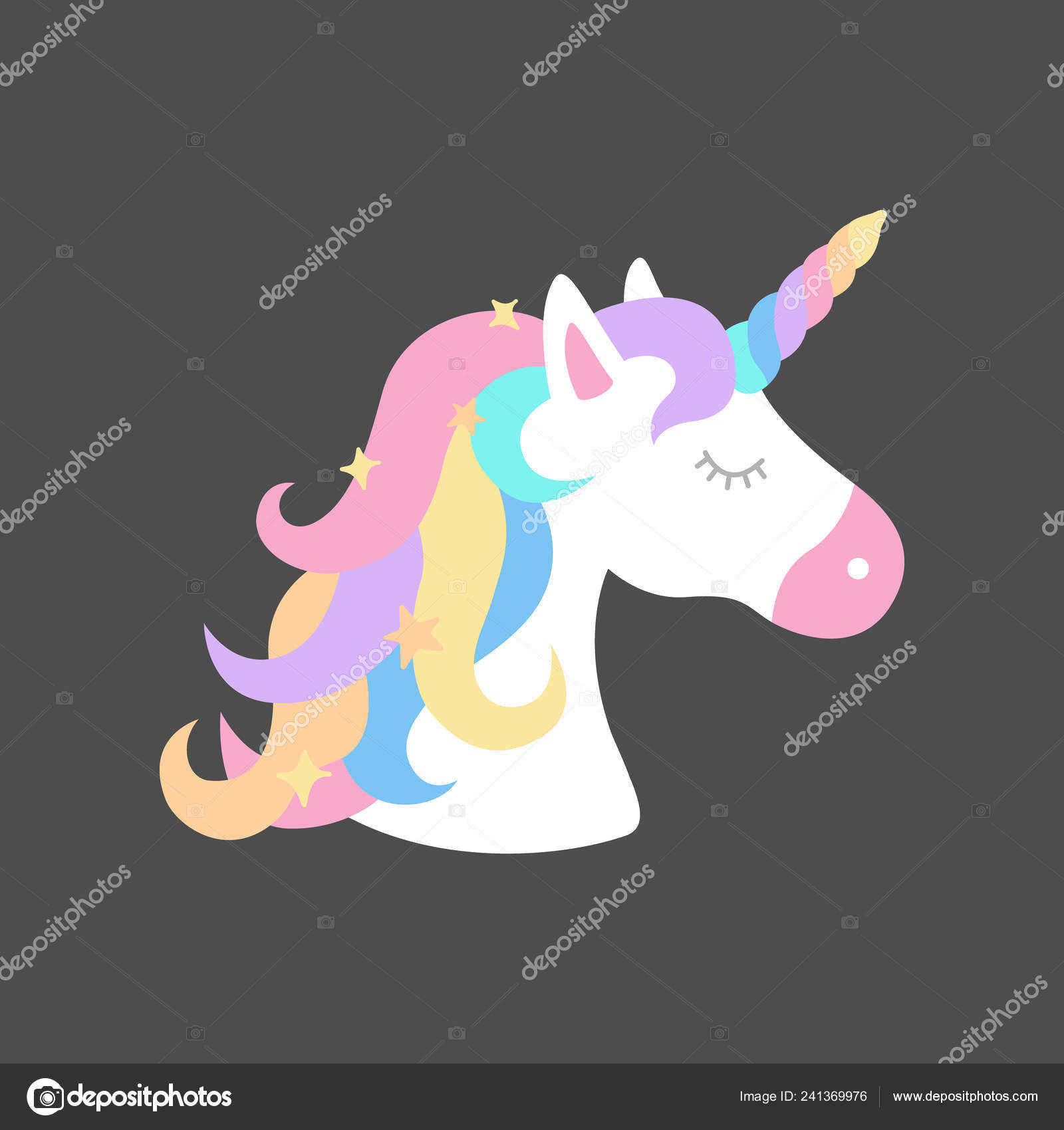 Colorful Rainbow Unicorn Vector Illustration Drawing Cute Unicorn