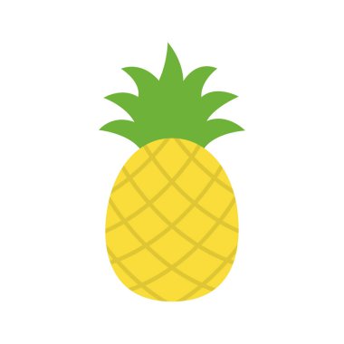 Ananas tropikal tatlı yaz meyve, vektör grafik simgesi. Yeşil yaprakları ile sarı ananas.