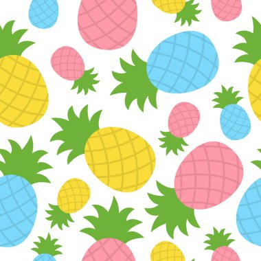 Renkli ananas tropikal meyve vektör Dikişsiz desen. Yaz ananas deseni. 