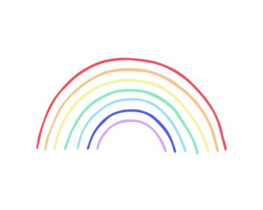 Gökkuşağı Doodle çizim, vektör illüstrasyon izole beyaz arka plan. 