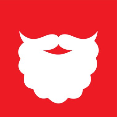 Noel Baba'nın sakal vektör illüstrasyonu. Kırmızı arka plan bıyıklı Noel Baba beyaz kabarık sakal.