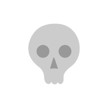 El çizilmiş kafatası vektör Illustration. Cadılar Bayramı gri iskelet kafa simgesi, izole.