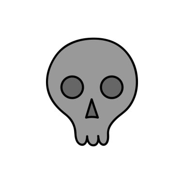 El çizilmiş kafatası vektör Illustration. Cadılar Bayramı gri iskelet kafa simgesi, izole.