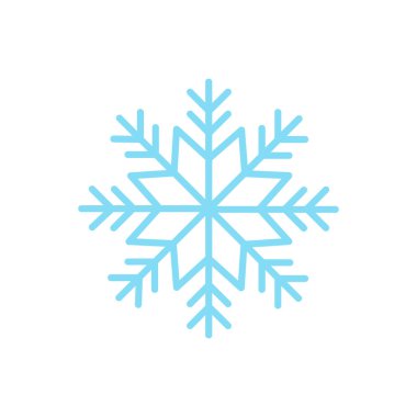 Açık mavi kar tanesi, buz kar tanesi vektör illüstrasyon, grafik simgesi beyaz arka plan üzerinde izole.