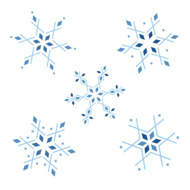 Buz geometrik kar taneleri vektör illüstrasyon grafik. Kış kar tanesi seti.