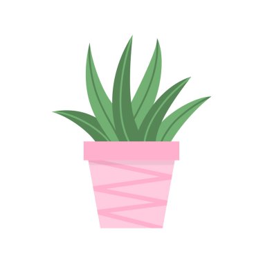 Pembe bitki pot vektör illüstrasyon sevimli kaktüs. İzole Agave succulent, Web veya baskı simgesi.