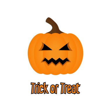 Trick veya Treat Halloween kabak vektör grafik baskı, beyaz arka planda izole.