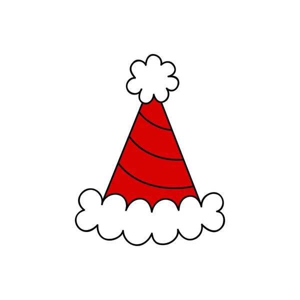 Christmas Party Santa Hat Vector Outlined Illustration Icon Festive Seasonal — Stock Vector