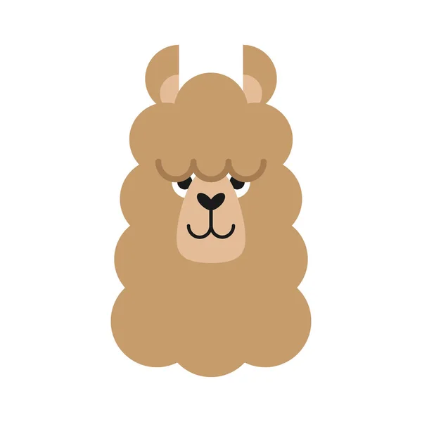 Schattige Eenvoudige Lama Hoofd Vector Illustratie Bruine Lama Alpaca Hoofd — Stockvector