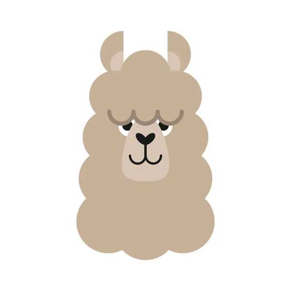 Cute Simple Llama Head Vector Illustration Beige Llama Alpaca Head — Stock Vector