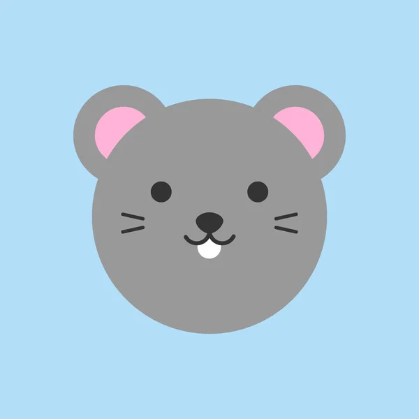 Lindo Ratón Redondo Vector Gráfico Icono Cabeza Roedor Ratón Gris — Vector de stock