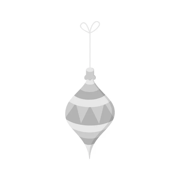 Hanging Christmas Bauble String Vector Illustration Icon Drop Ornament Silver — Stock Vector