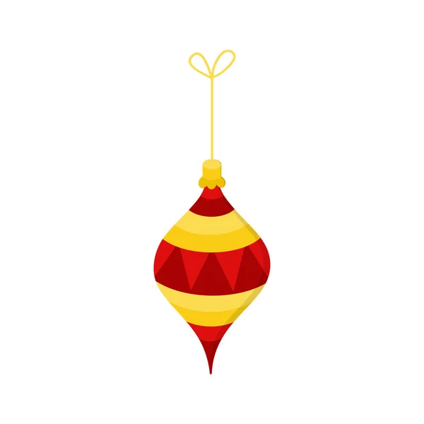 Hangende Kerstbal String Vector Illustratie Pictogram Drop Ornament Geel Goud — Stockvector