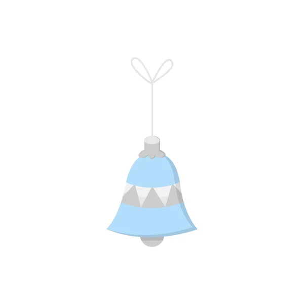 Hängande Christmas Bell Sträng Vektor Illustration Ikon Bell Prydnad Silver — Stock vektor