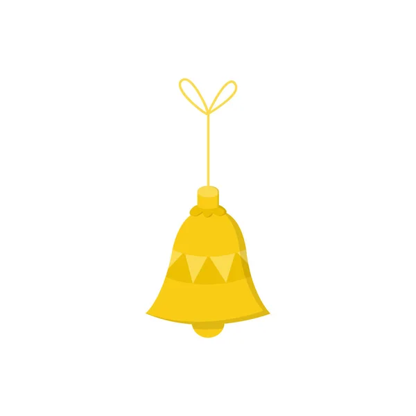 Weihnachtsglocke Auf Zeichenketten Vektor Illustration Symbol Hängen Glockenschmuck Gelb Und — Stockvektor