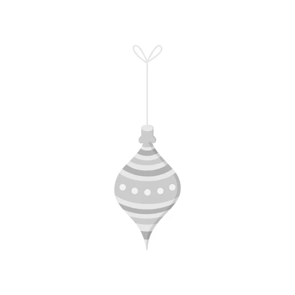 Hangende Kerstbal String Vector Illustratie Pictogram Drop Ornament Zilver Grijstinten — Stockvector