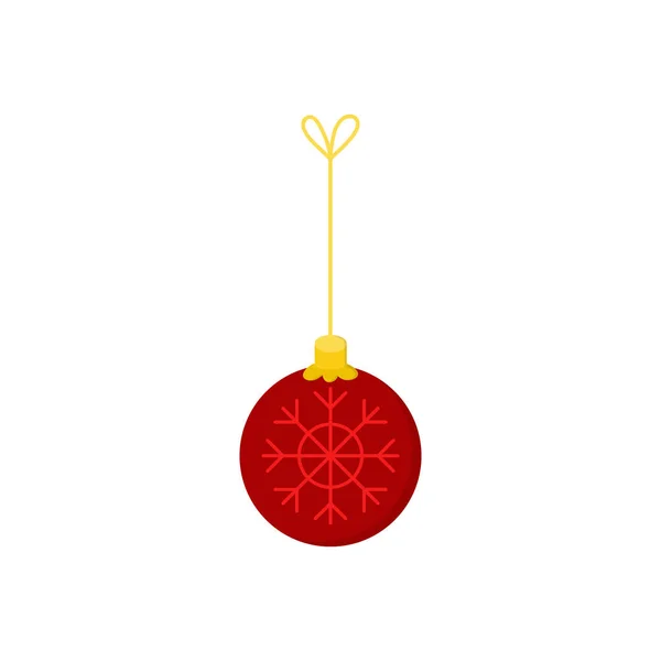 Hangende Kerstbal String Vector Illustratie Pictogram Bal Sieraad Geel Goud — Stockvector