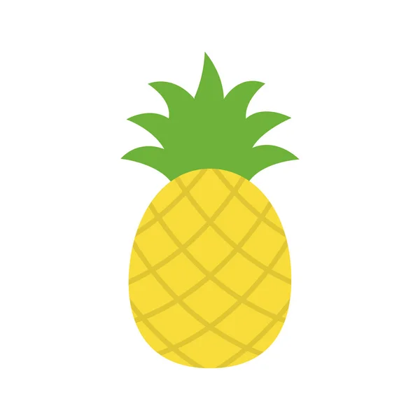 Ananas tropikal tatlı yaz meyve, vektör grafik simgesi. Yeşil yaprakları ile sarı ananas.