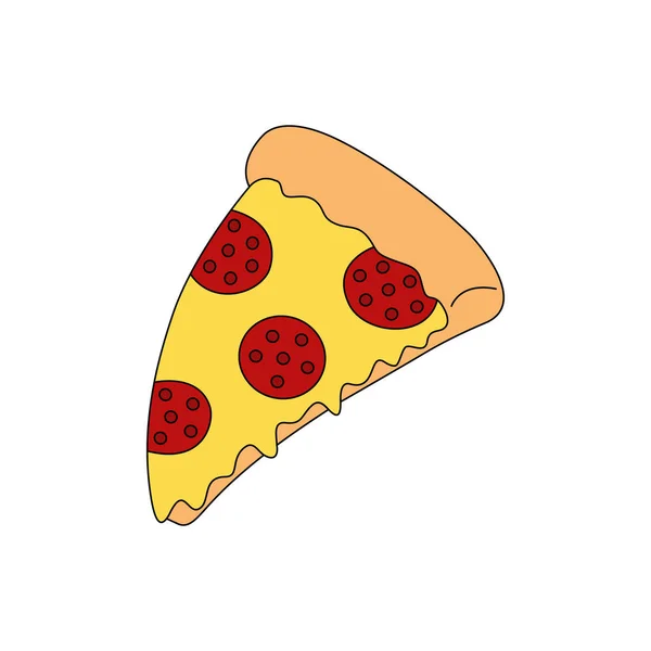 Kawałek Pizzy Pepperoni Salami Topionego Sera Kreskówka Pizzy Wektor Ilustracji — Wektor stockowy