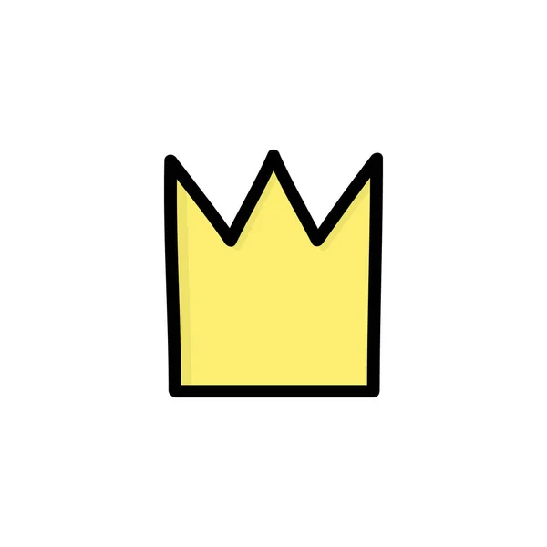 Semplice Corona Oro Giallo Principe Principessa Illustrazione Disegnata Mano Vettoriale — Vettoriale Stock