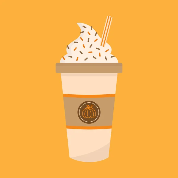 Calabaza Especia Latte Vector Gráfico Ilustración Lindo Otoño Caída Decorada — Archivo Imágenes Vectoriales