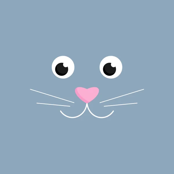 Симпатичная Векторная Иллюстрация Пасхального Кролика Сине Серый Квадратный Фон Лицом — стоковый вектор
