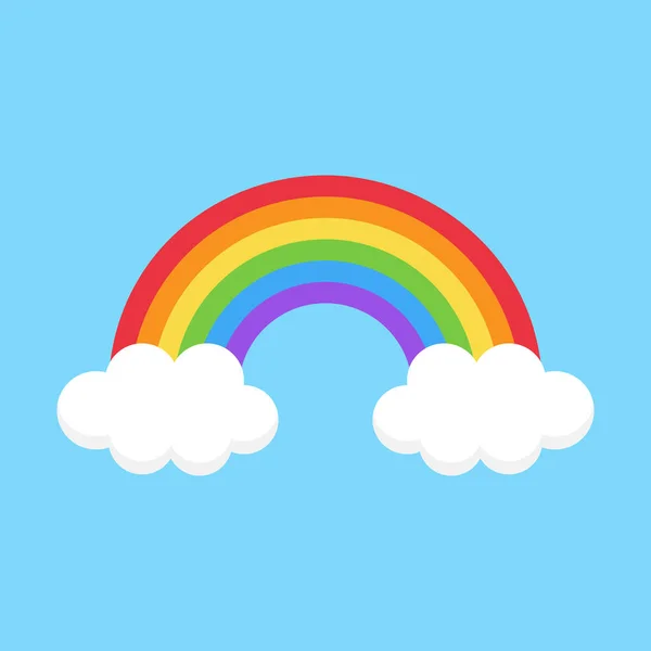 Einfache Bunte Niedliche Regenbogenvektorillustration Regenbogen Auf Hellblauem Hintergrund Mit Zwei — Stockvektor