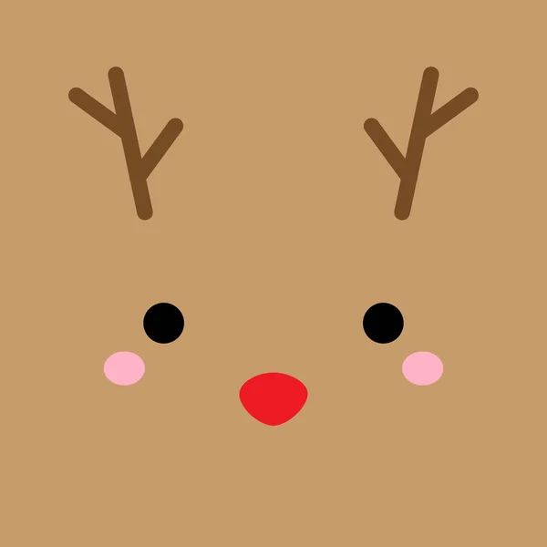 Cute Simple Reindeer Vector Illustration Christmas Reindeer Face Head Square — Stock Vector