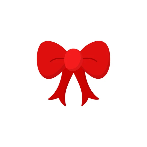 Red Ribbon Bow Vector Illustration Icon Christmas Holiday Birthday Red — Stock Vector