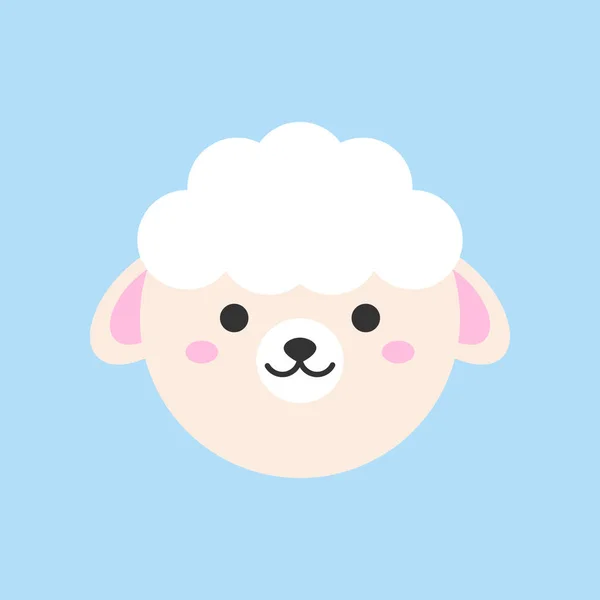 可爱的羊圆矢量图形图标 绵羊动物头 面孔例证 在蓝色背景上隔离 — 图库矢量图片