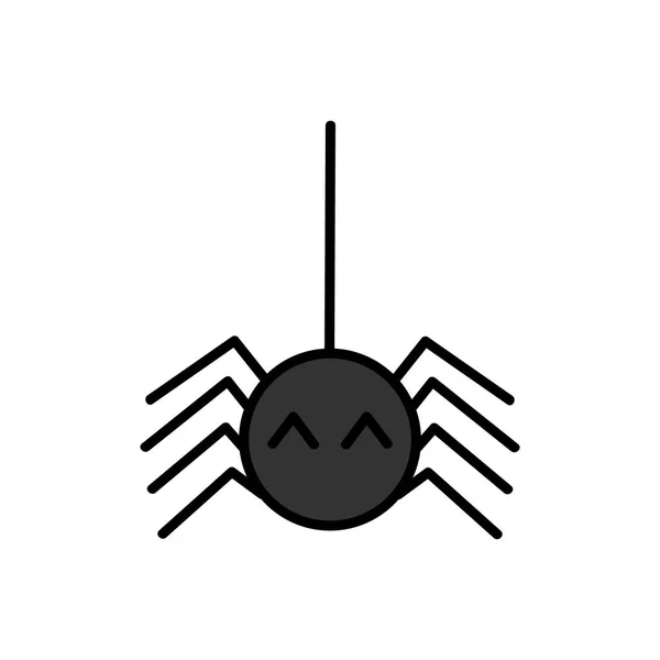 かわいい手描きのクモベクトルイラスト クモの巣にぶら下がっハロウィン不気味黒クモ — ストックベクタ