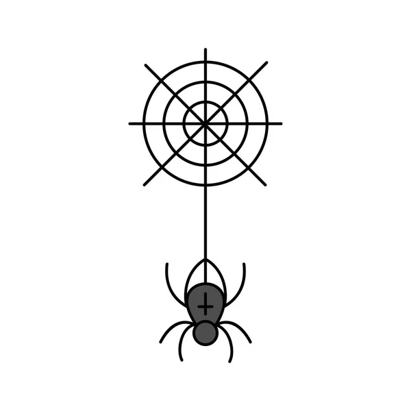 Roztomilá Vektorová Ilustrace Pavouka Strašidelný Černý Pavouk Pavučinskou Pavučinu — Stockový vektor