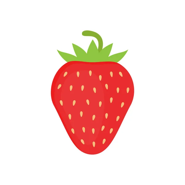 Niedliche Erdbeer Vektor Grafik Symbol Rote Erdbeere Mit Grünen Blättern — Stockvektor