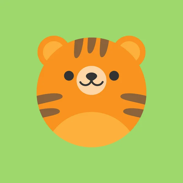 Cute Tiger Ronde Vector Graphic Icon Tiger Animal Hoofd Gezicht — Stockvector