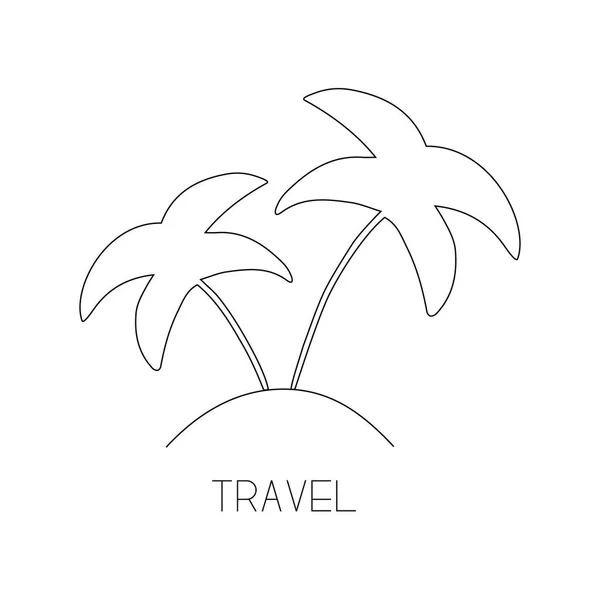 Travel Icon Palm Trees Island Vector Illustration Doodle Drawing Isolated — Stock Vector