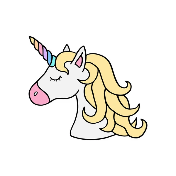 Dibujo Ilustración Vectorial Unicornio Cabeza Unicornio Lindo Con Cuerno Arco — Archivo Imágenes Vectoriales