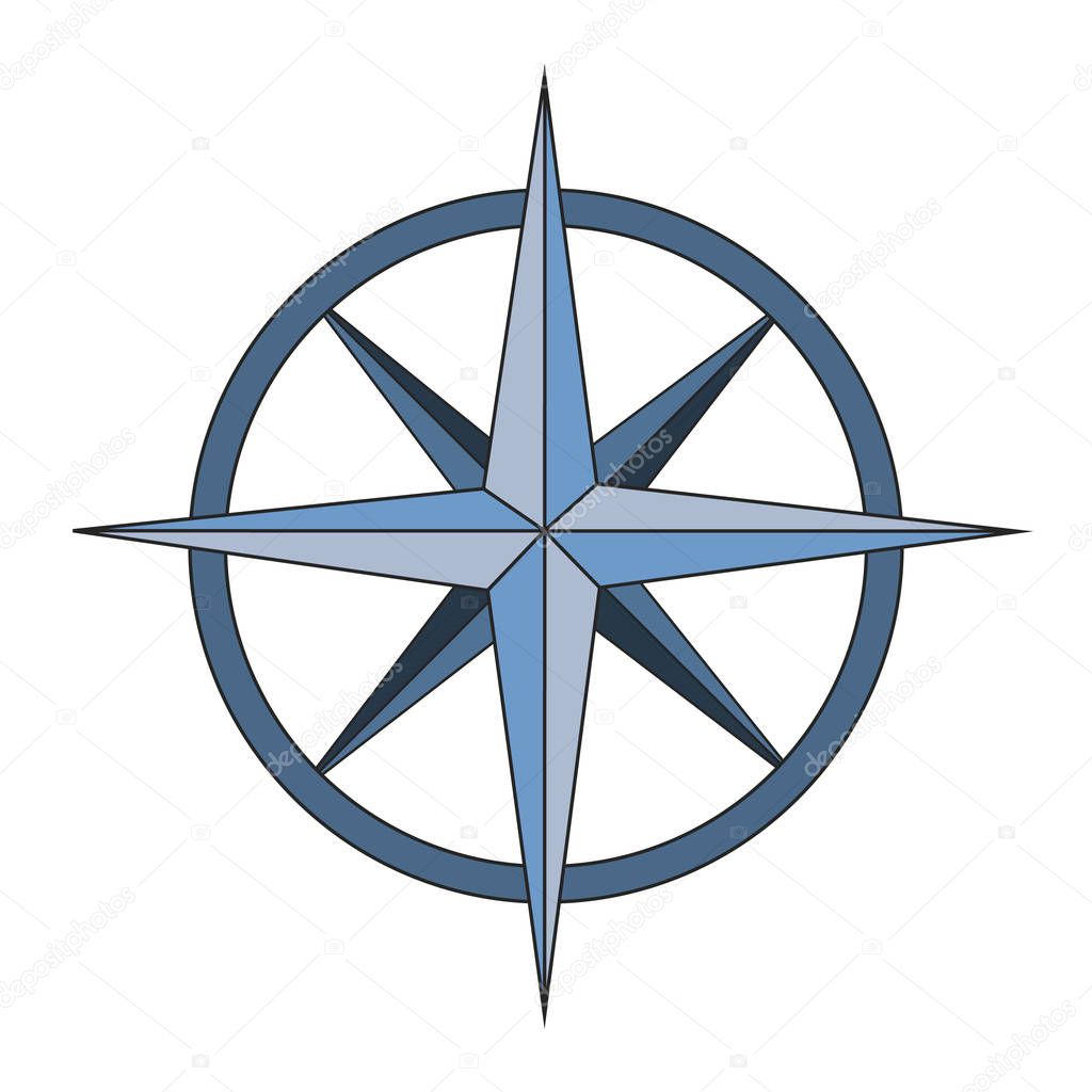 Compass vector illustration, isolated on white background. Travel symbol icon.