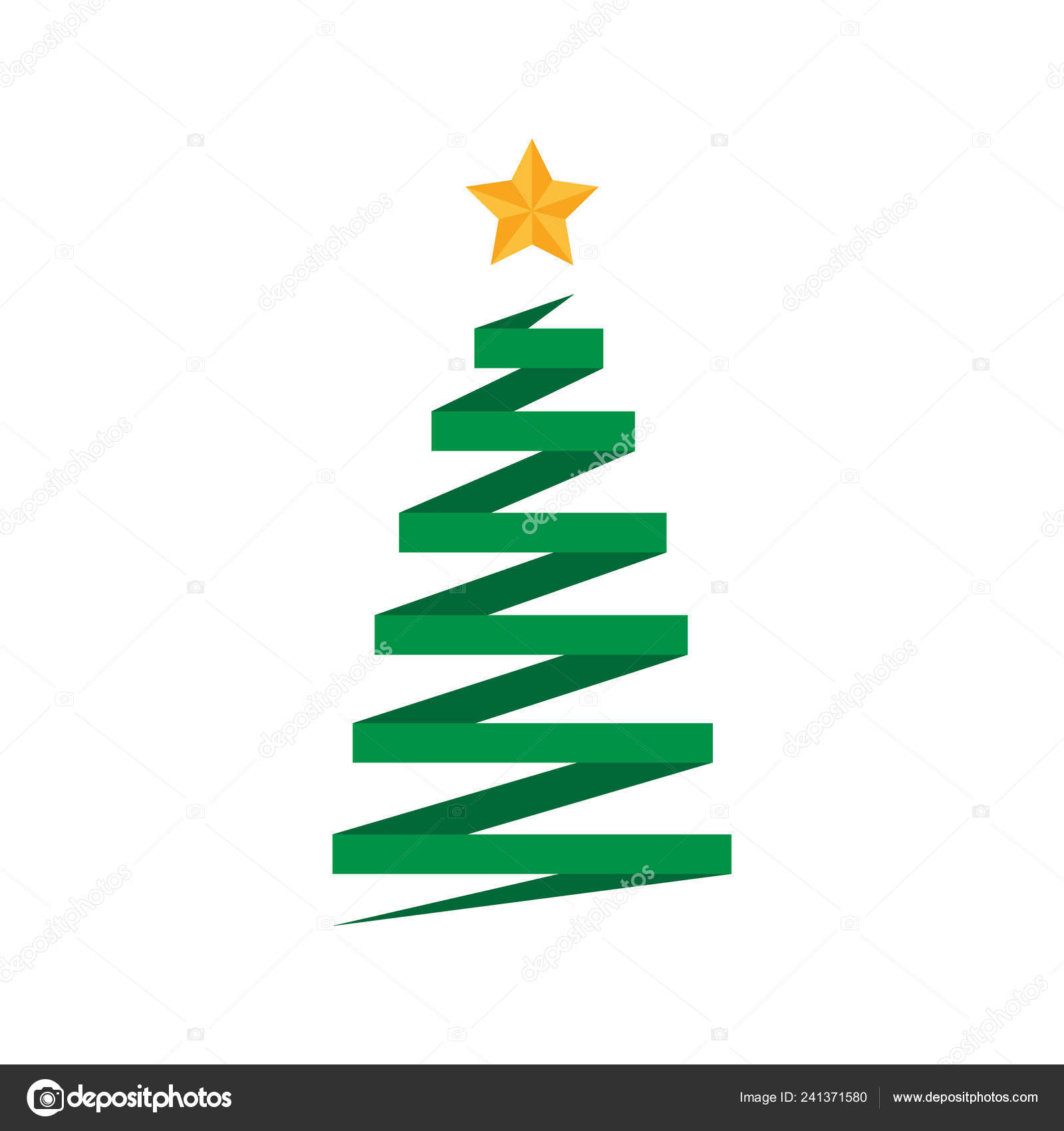 折り紙は 金色の星と紙のクリスマスツリーを折りたたみました クリスマスツリーベクトルグラフィックアイコン 上に金色の星を持つイラスト —  ストックベクター 241371580