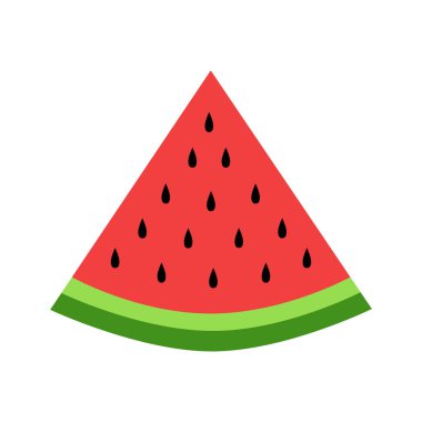 Karpuz dilim düz grafik vektör, beyaz arka planda izole.