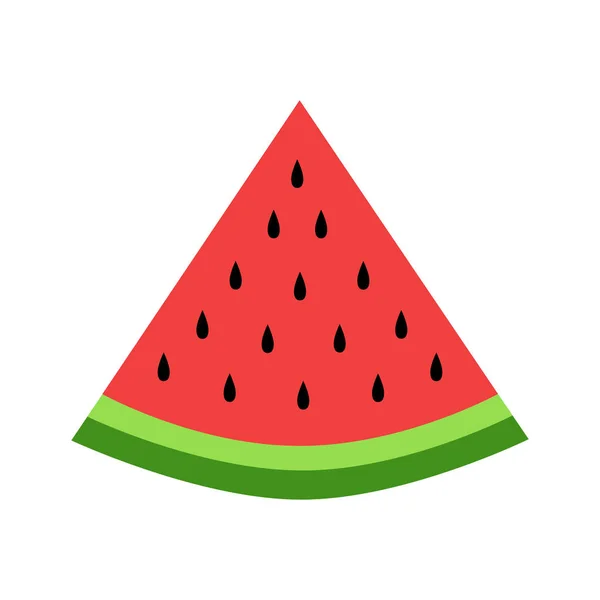 Watermeloen Slice Platte Grafische Vector Geïsoleerd Witte Achtergrond — Stockvector
