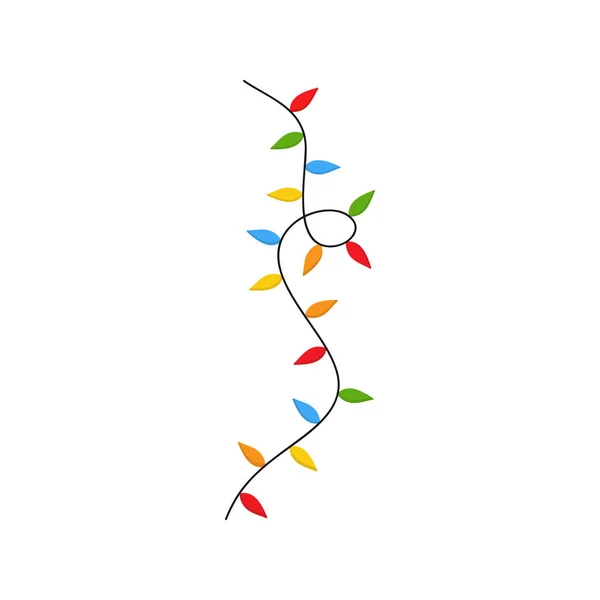 Kerstverlichting String Vector Illustratie Pictogram Xmas Feestelijke Seizoensgebonden Traditionele Kleurrijke — Stockvector