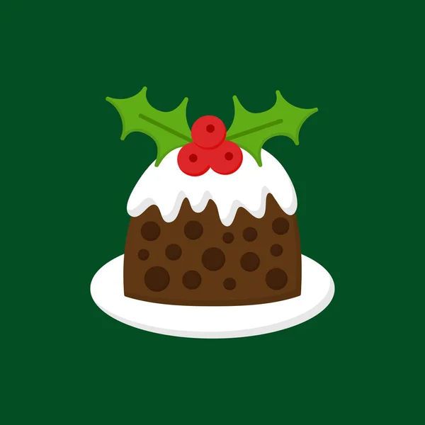 Значок Векторной Иллюстрации Рождественского Пудинга Сезонный Праздничный Традиционный Праздничный Десерт — стоковый вектор