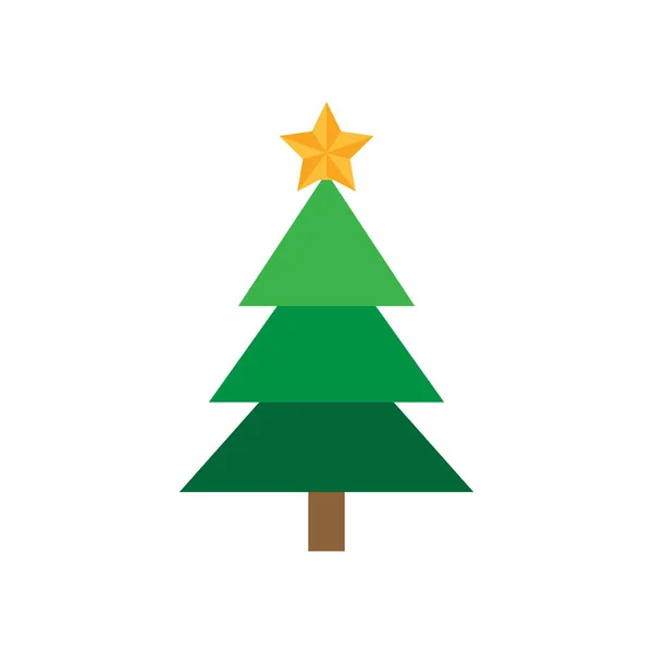 Kerstboom Met Ster Feestelijke Xmas Boom Vector Grafisch Pictogram Groene — Stockvector