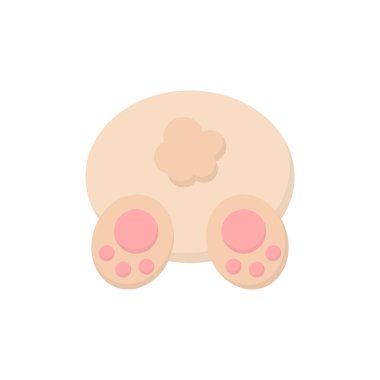 Arkadan Görünüm, izole--dan şirin Paskalya tavşanı. Bej, kahverengi Paskalya bunny vektör grafik illüstrasyon simge.